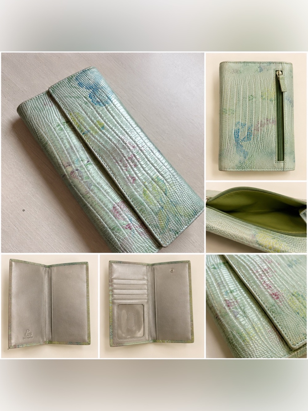Vintage Lodis Leather Croc-Embossed Frame Wallet/Clutch
